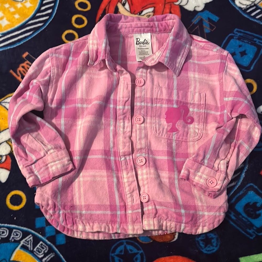 Barbie Pink Plaid Kids Shirt